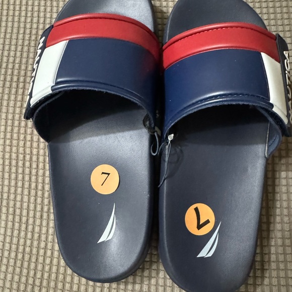 Nautica Navy and White Slide Sandals - Picture 1 of 2